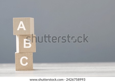 wood cube block with ABC to English education