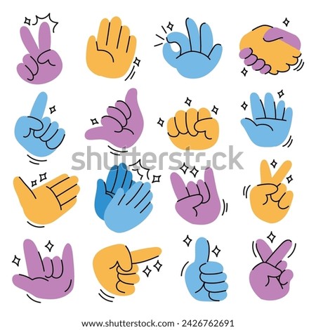 Doodle set hand sign collection illustration
