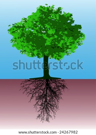Tree with roots - This image is a vector illustration and can be scaled to any size without loss of resolution