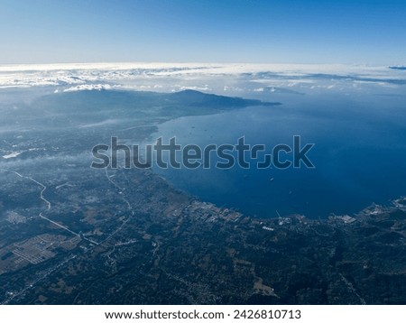 Aerial Mountain Sky Island Beach Bay Taal lake Drone Shot  ocean Sea volcano clouds