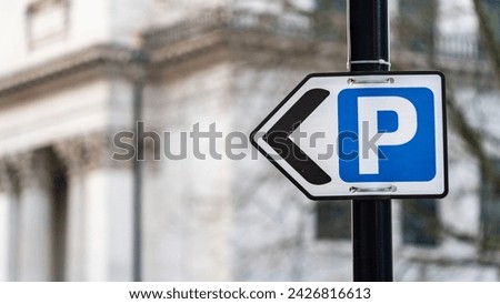 Directional parking sign on a street