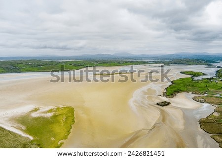 Aerial view of Loughros peninsula and dried up Loughros Beg Bay corner in the vicinity of Assaranca Waterfall, Ireland Royalty-Free Stock Photo #2426821451