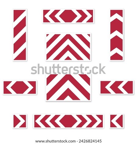 Set of traffic direction signs on white background, front view vector illustration.