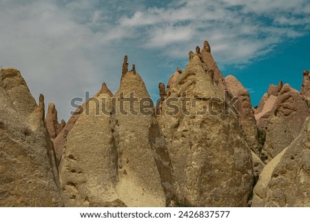 Rock formations in the form of bizarre forms created by nature in the Devrent Valley, Cappadocia