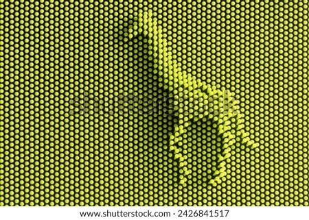 Physical pixel art - African giraffe. Lots of yellow pixel details.  Symbolic abstract background or backdrop. Optical illusion. Photo. Close-up