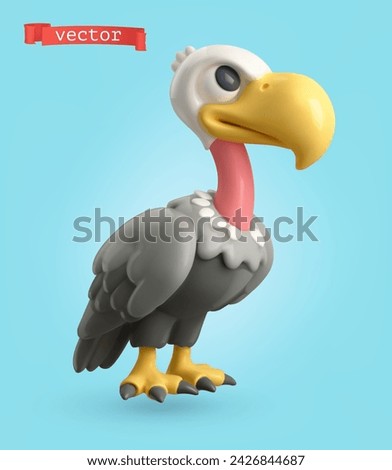 Vulture, 3d render vector cartoon icon
