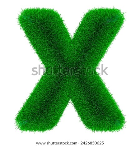 X letter of grass 3d isolated on white
