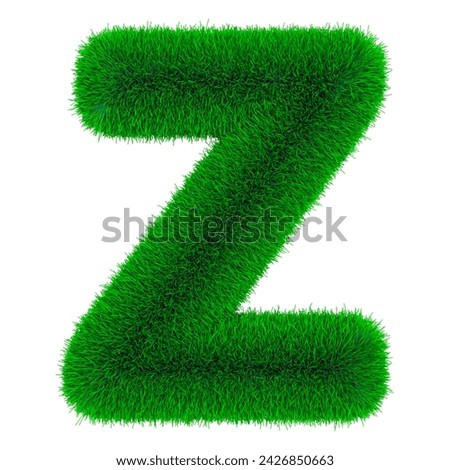 Z letter of grass 3d isolated on white