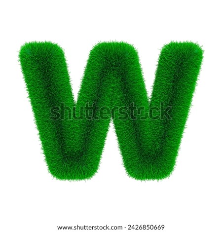 W letter of grass 3d isolated on white