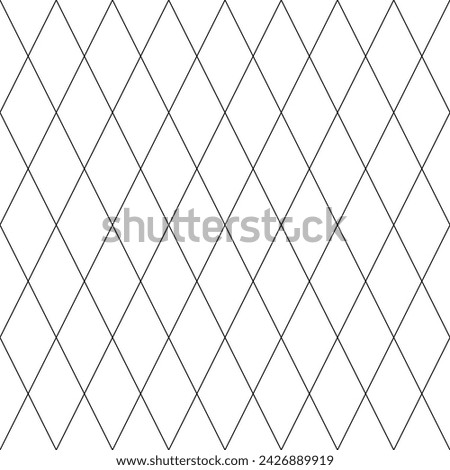 Grid, lattice, black outline on a white background. Seamless pattern with diamond shapes. Texture, background, design template.
