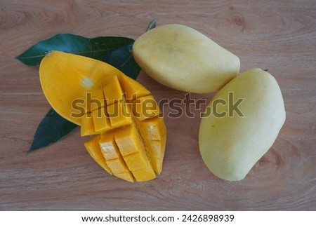 chopped mango fruits on the table