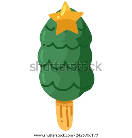 Vector Christmas ice cream illustration. New year hand painting cakesicle isolated on white background. For designers, food decoration, menu, shop, for postcards, wrapping paper, covers.