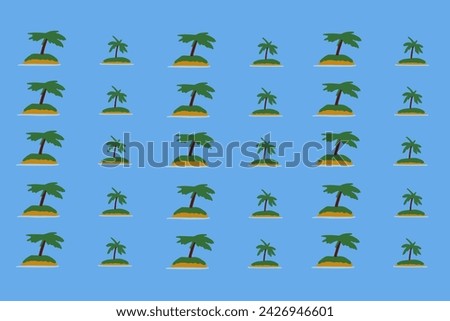 Island pattern sea sand sun coconut trees