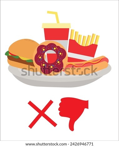 Unhealthy fast food diet hand drawing vector illustration Royalty-Free Stock Photo #2426946771