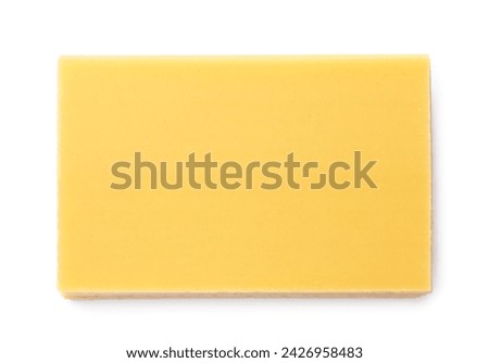 Stack of uncooked lasagna sheets isolated on white, top view Royalty-Free Stock Photo #2426958483