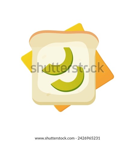 Bouterdrod, avacado toast with cheese. vector illustration on white background