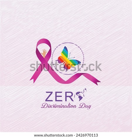 Zero Discrimination day poster | with. rainbow, butterflies. Colorful,