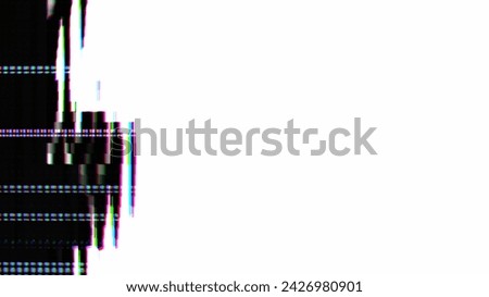 Abstract background. Digital glitch. Colorful tv artifacts illusion wave distorted pixel error effect on black retro screen dynamic creative art copy space.