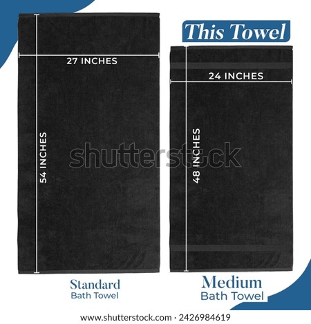 Enhance your product catalogue with ease using this bath towel size chart, specially created for effortless inclusion in your product descriptions.