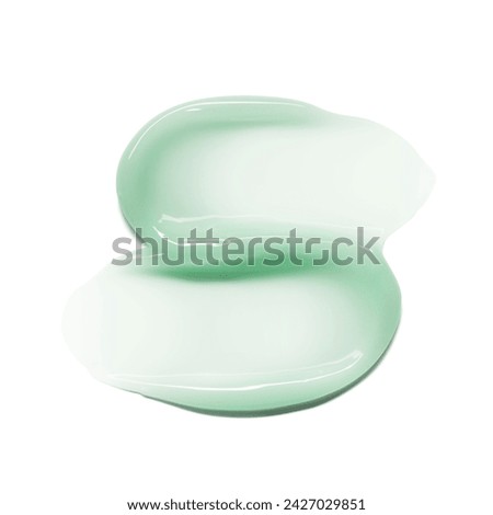 Green moisturizer gel texture stroke composition isolated on white background. Cosmetic anti aging skincare product Royalty-Free Stock Photo #2427029851