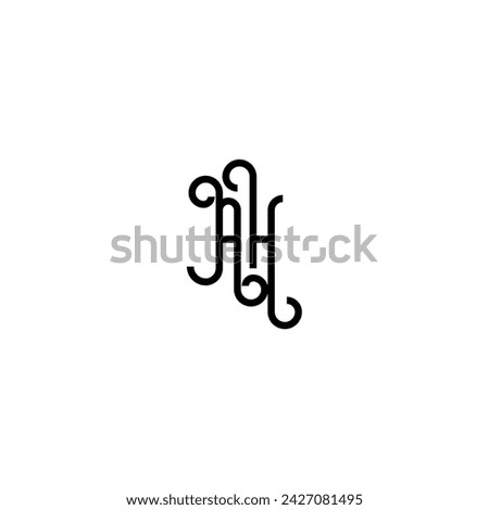 AH simple curved concept initial logo design black and white background