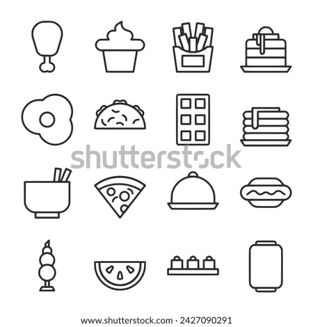 food icon set isolated on white