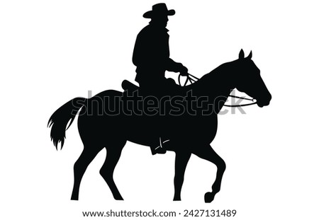 cowboy and horse running silhouettes , Cowboys ride horses, Riders on horseback
 Royalty-Free Stock Photo #2427131489