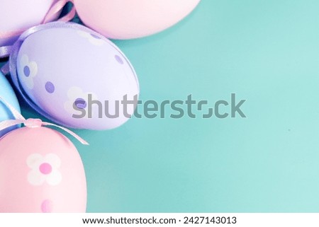 Easter eggs on green backgrounds copy space stock photo