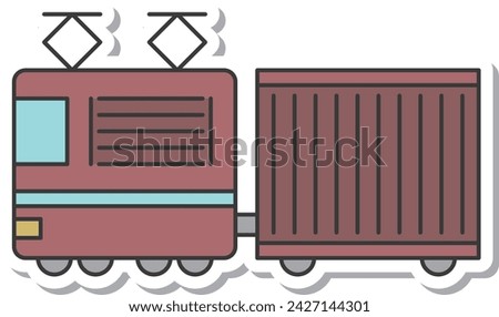 Sticker station related icon illustration freight train
