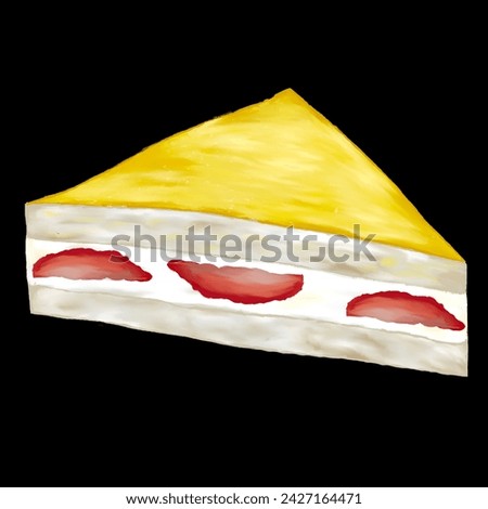 Strawberries sandwich with fresh cream on black background. Fruit sandwich clip art, grill bread
