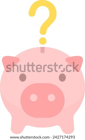 Clip art of piggy bank in doubt