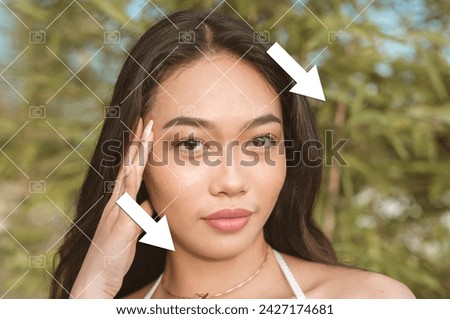 Before and after example of AI copyright or watermark remover tool erasing watermarks from a photo of a woman.