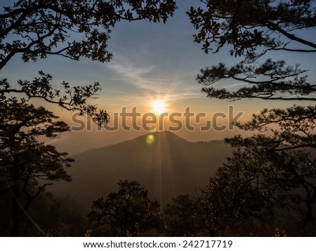 sunset among the mountains