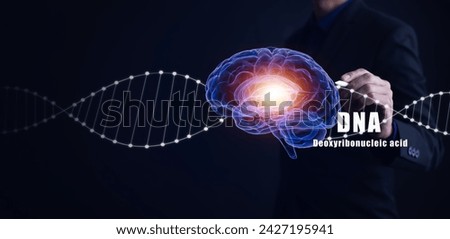 deoxyribonucleic acid and brain concept ,biochemical research ,human DNA detection graph Checking for abnormalities in the body, science and experiment concept Royalty-Free Stock Photo #2427195941