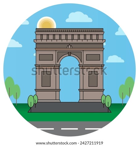 World famous building for Paris Triumphal Arch France.