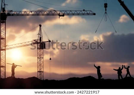 Silhouette of team construction workers preparation of 2024 numbers