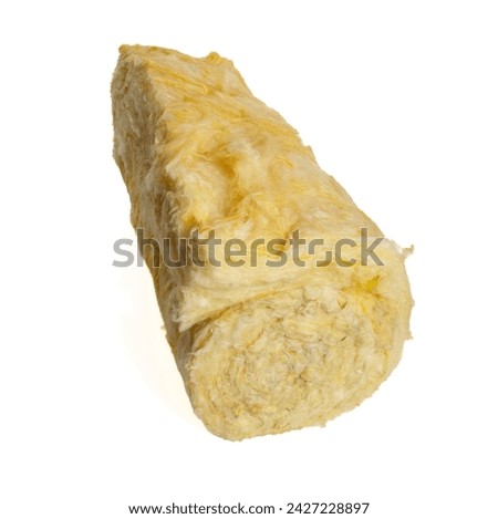 Roll of glass wool batt insulation. Isolated on a white background. Royalty-Free Stock Photo #2427228897