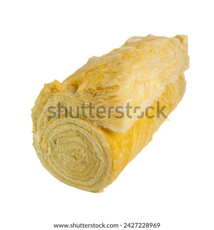 Roll of glass wool batt insulation. Isolated on a white background. Royalty-Free Stock Photo #2427228969