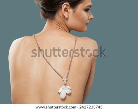 Pretty jewelry model. Woman with bijou close up Royalty-Free Stock Photo #2427233743