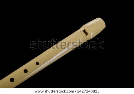 classical musical instrument is the block flute on black background Royalty-Free Stock Photo #2427248825