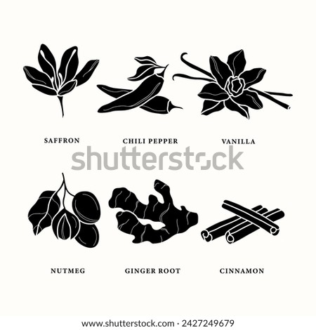 Flat vector herbs and spices illustration Royalty-Free Stock Photo #2427249679