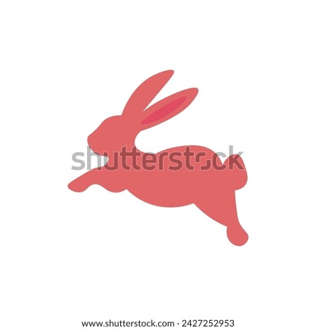 Cute pink bunny on white background