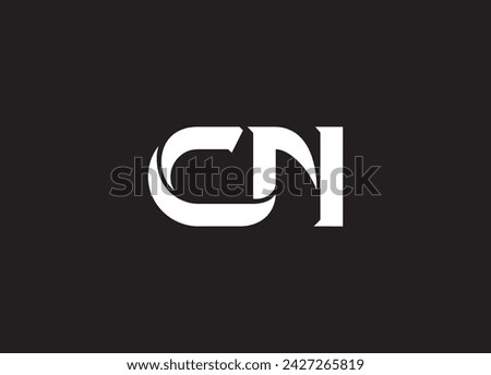 Initial lowercase letter cn, linked outline rounded logo, 