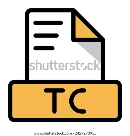 Tc file icon colorful style design. document format text file icons, Extension, type data, vector illustration.