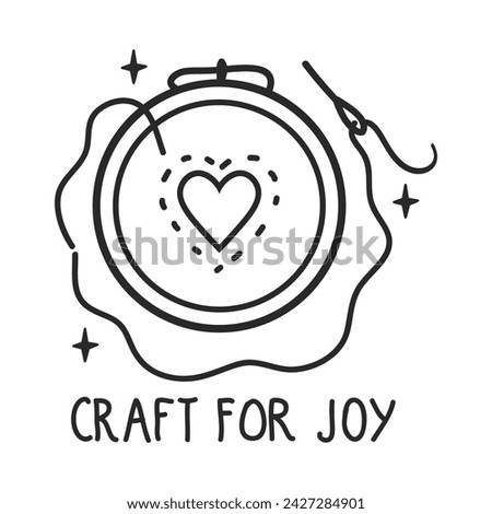 Black and white doodle hobby Embroidery. Brushes and paints. Vector illustration. Self care concept.Meditation and relaxation Royalty-Free Stock Photo #2427284901