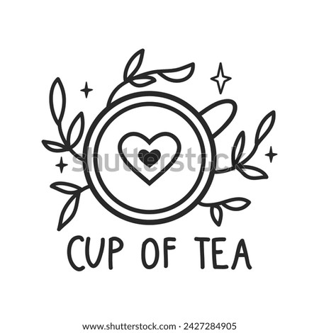 A cup of green or black tea. A cup of coffee. Vector illustration. Mental health. Doodle style