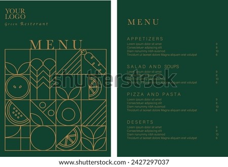 Healthy Food restaurant menu. Vegetarian menu design with vegan meals. Flyer template. Fast Food, Healthy Food, Flyer Design, Simple, Minimalist.