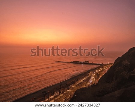 Sunset on the Pacific Ocean in Miraflores District - Lima, Peru
