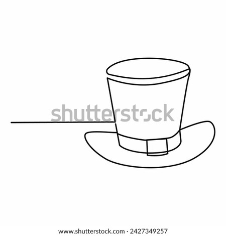 Continuous single one line art St Patrick's Day Leprechaun hat clip art vector
