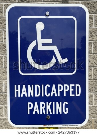 Blue White Handicapped Parking Sign